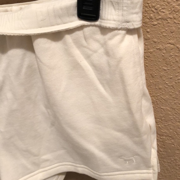 NWT PINK Victoria’s Secret Fold-over Short. Medium. Cream/ivory color. Fleece. - Picture 7 of 16